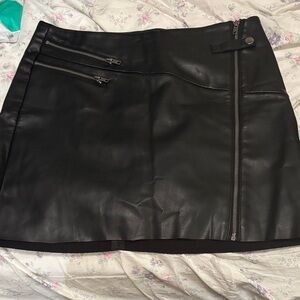 Torrid Black Faux Leather Mini Skirt with Zippers